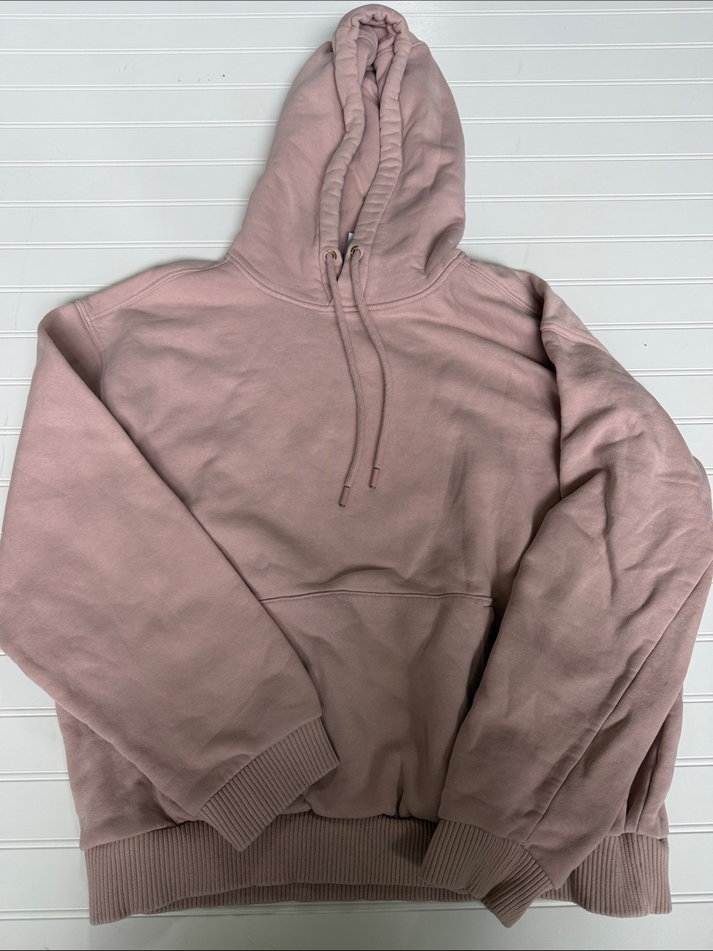 (174)Zara Women's Rose Taupe Hooded Pullover Sweatshirt